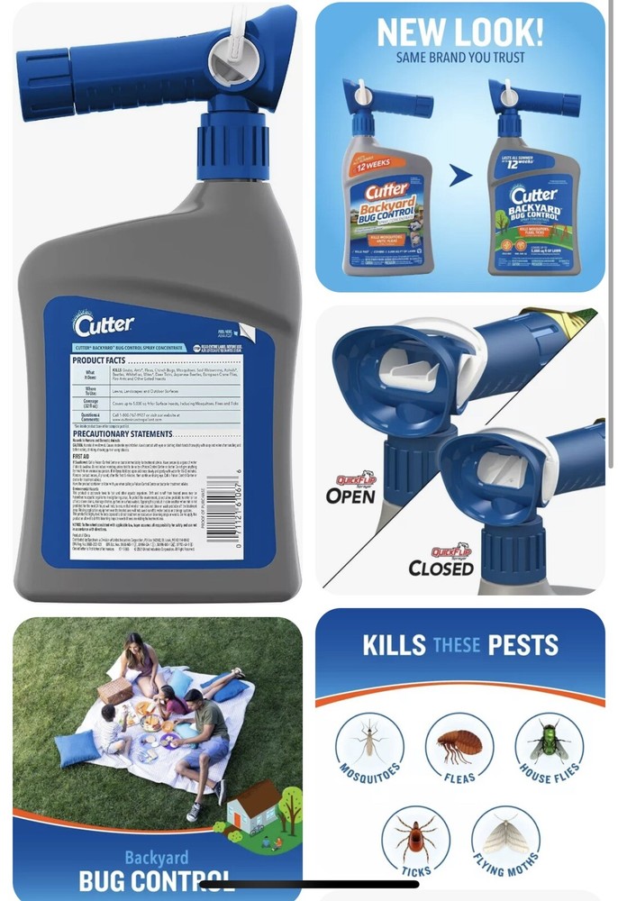 Cutter Backyard Bug Control Spray Concentrate, Fleas,Mosquito Repellent,32 fl oz