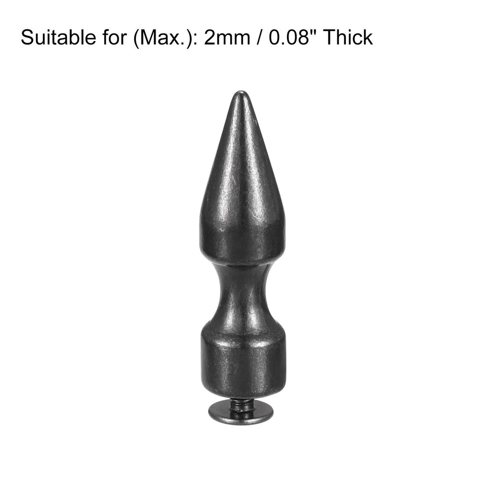 10x35mm Screw Back Rivets, 15 Sets Solid Leather Studs for DIY Black