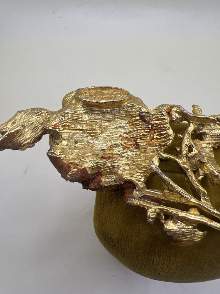 Signed Matson Gold Tone Rose Ormolu Vanity Box Applique Salvage Piece