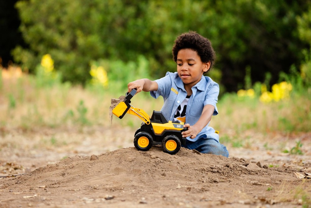 Cat Compact Steel Wheel Loader - 12" Construction Toy with Real Working Loader