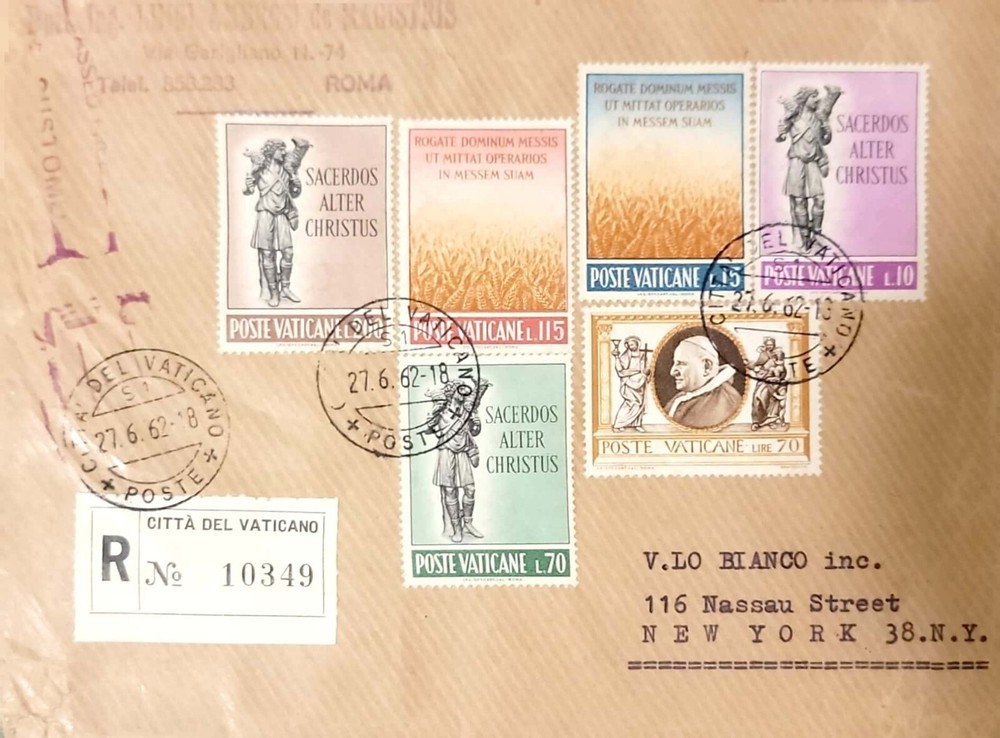 2 Vatican Cover To Usa 1962