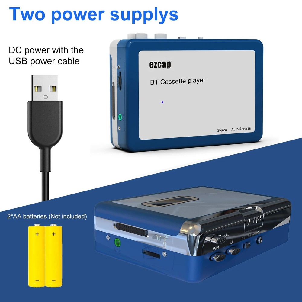 Bluetooth Cassette Player, Tape Bluetooth Output to Headphone/Speaker, Walkman