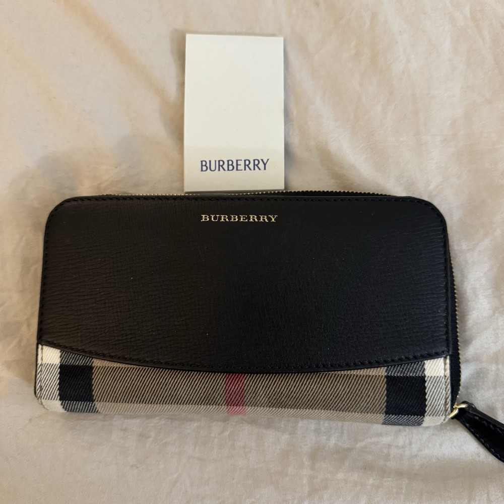 AUTHENTIC Burberry Zip Around Wallet Canvas / Leather