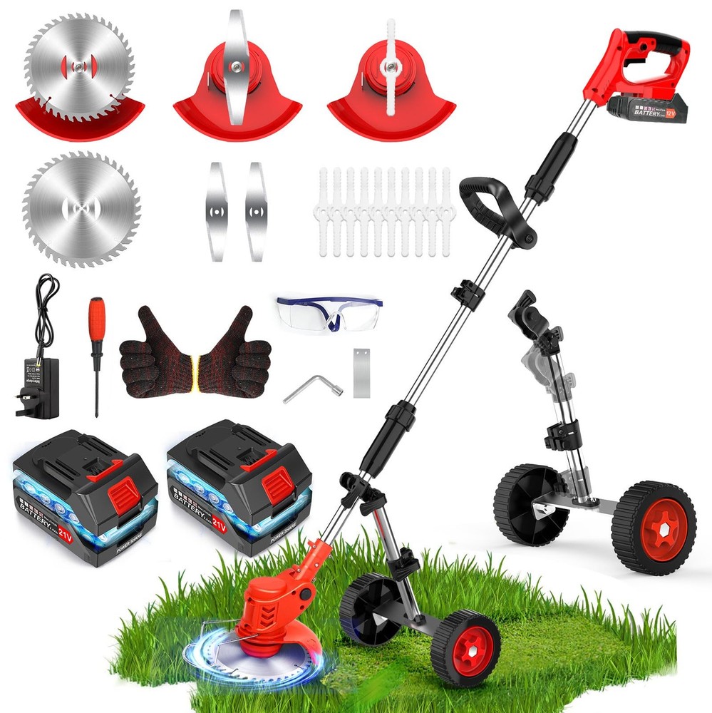 Electric Weed Wacker Cordless W/Metal Blade,Stringless Weed Eater Battery Pow...