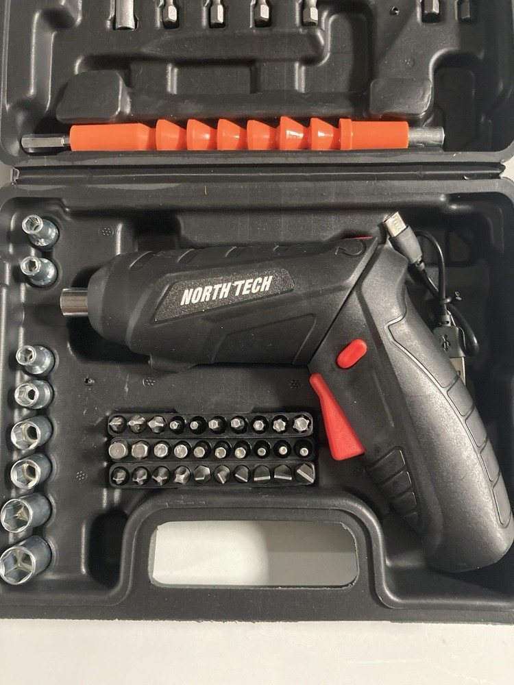 North Tech 3.7V Cordless Screwdriver Tool Socket Set Carrying Case Rechargeable
