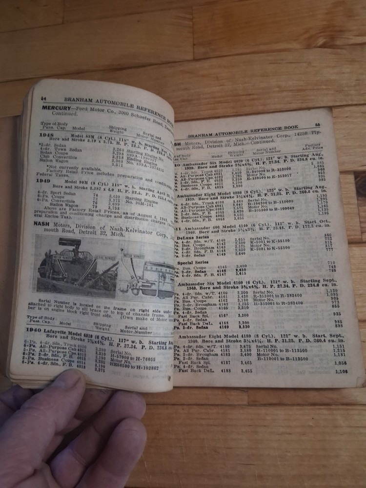 1943,49,53 Branham Automobile Reference Book