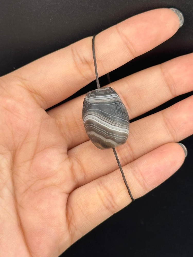 Authentic Ancient Large Banded Agate Stone Dzi Bead in Good Condition