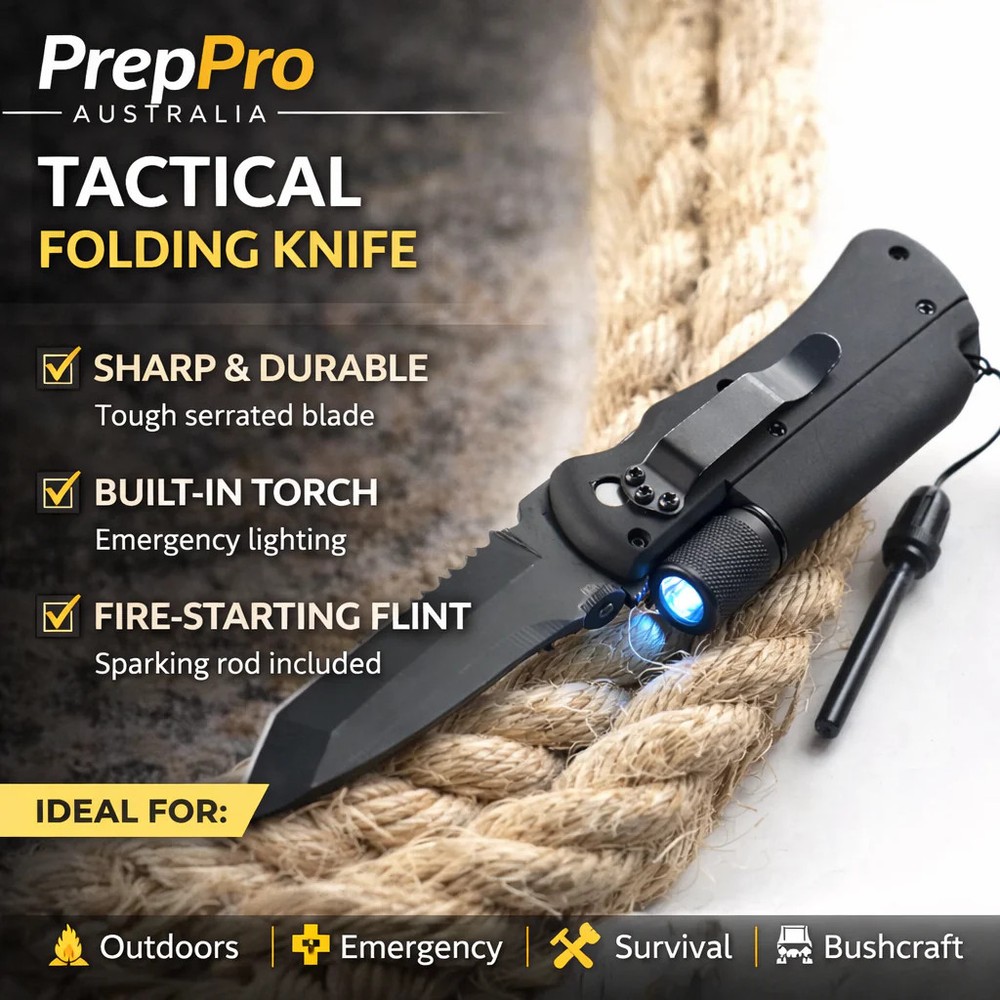 Folding Utility Knife with Built‑In Torch | PrepPro