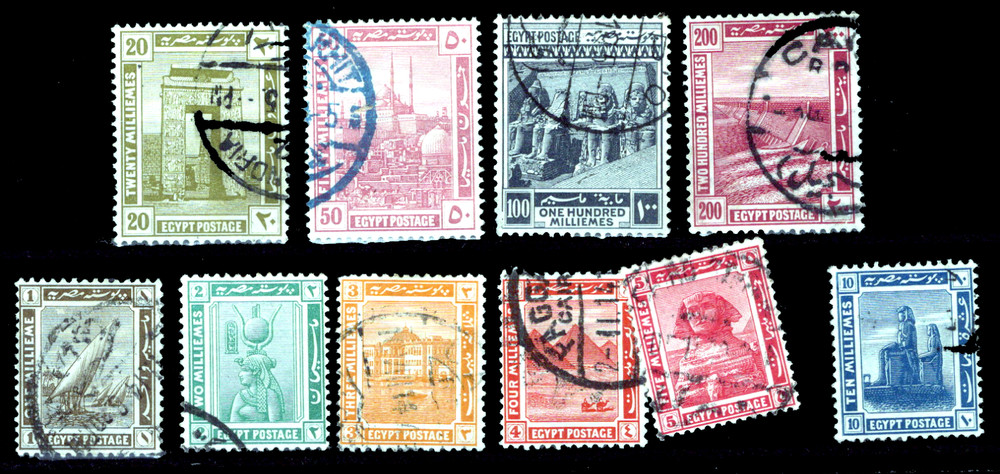EGYPT 1914 Pictorial Issues 10 Values - USED