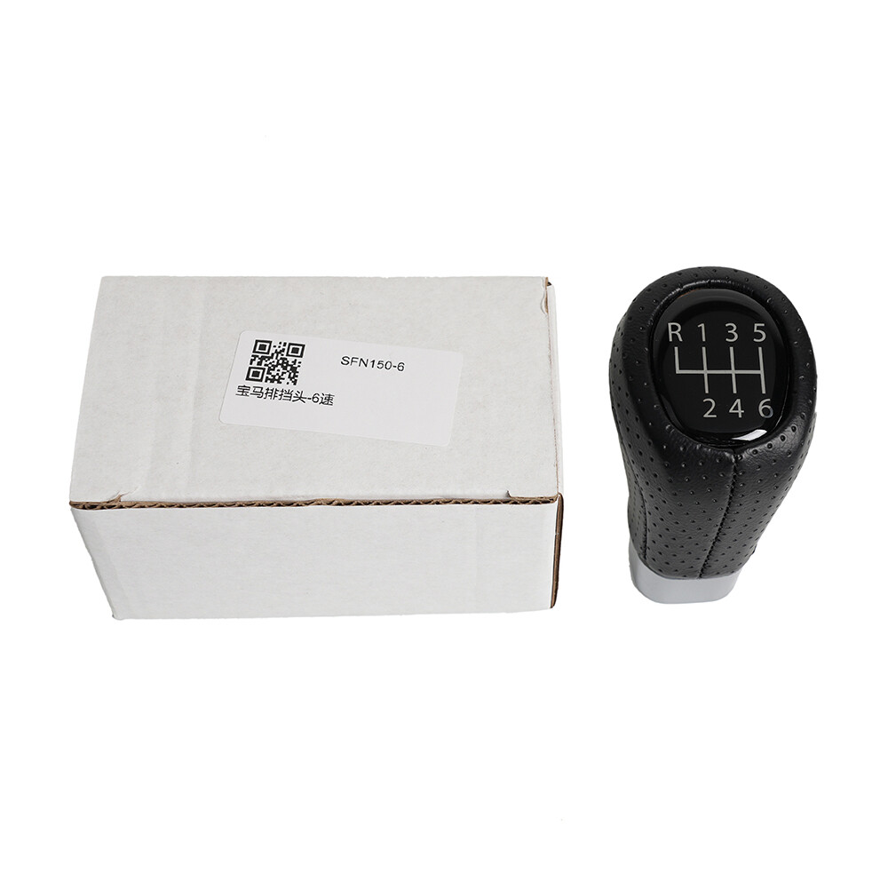 6 Speed Shift Knob Black PU Leather For BMW E36 E46 M3 Z4 3.0 E90 E91 E92 M5 E39