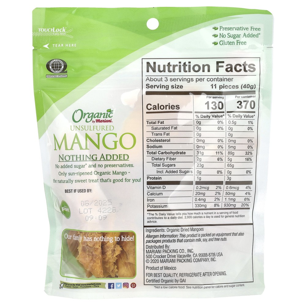 Organic Unsulfured Mango, 4 oz (113 g)