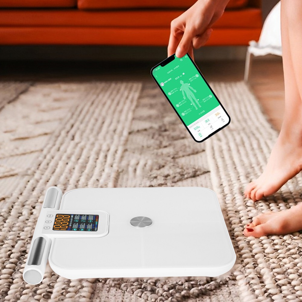 8 Electrode Smart Body Fat Scale Full Body Composition Analyzer with Report LCD