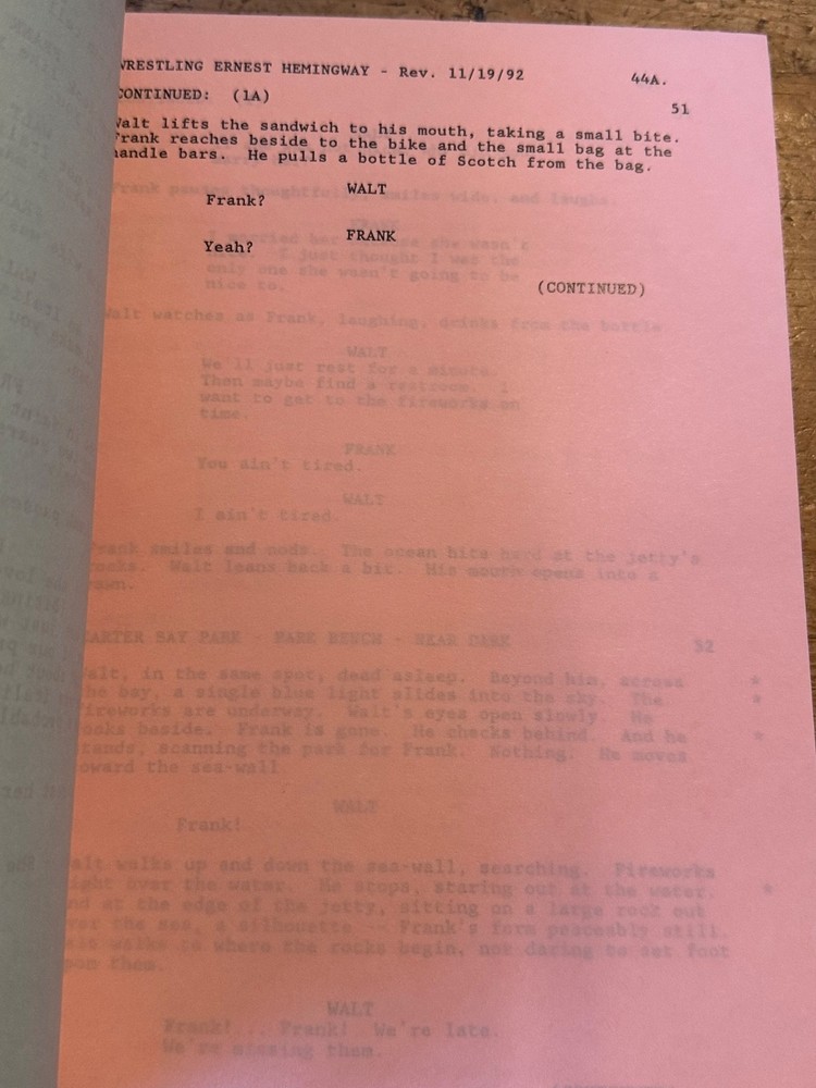 Wrestling Ernest Hemingway MOVIE ORIGINAL SCREENPLAY SCRIPT