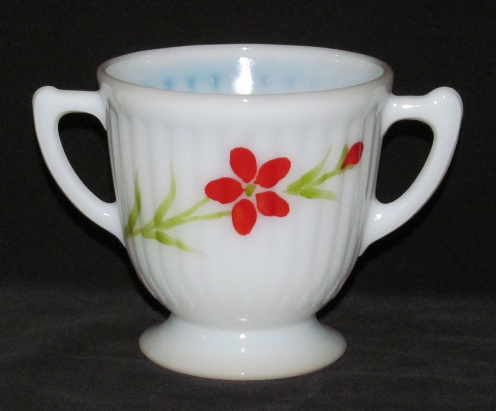 Macbeth Evans Glass PETALWARE "FLORETTE" Monax Footed Sugar Dish