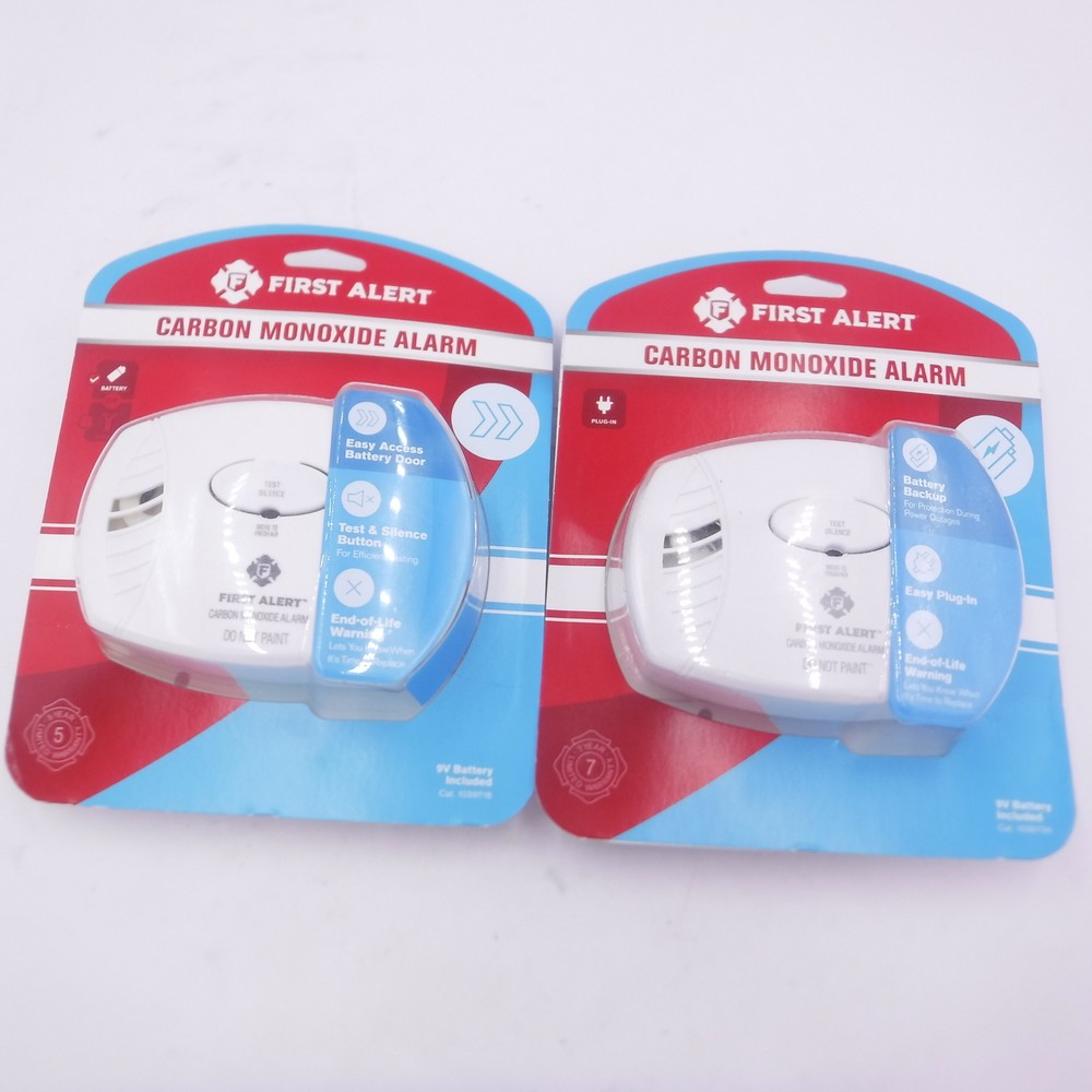 2 Pack First Alert Carbon Monoxide Alarms w/Battery White