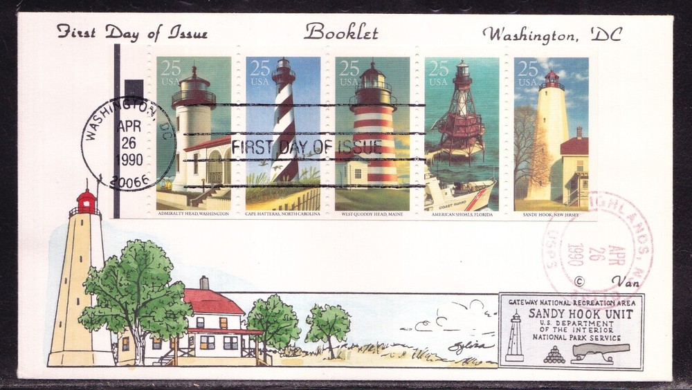 SCOTT 2474A LIGHTHOUSE VAN HAND PAINTED FIRST DAY COVER FDC