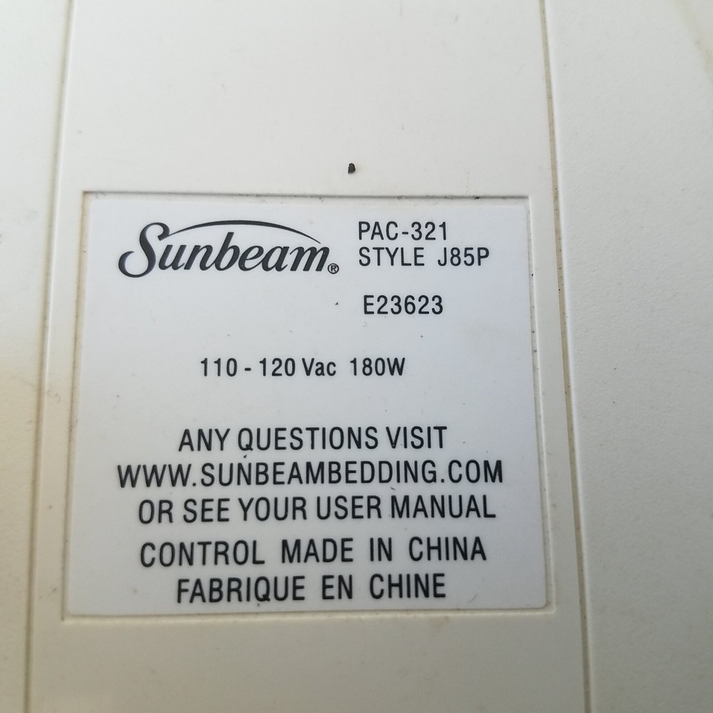 Sunbeam Electric Blanket Control PAC-321 Style J85P