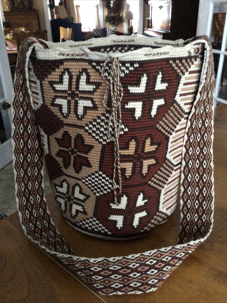 Vtg. Boho Woven Shoulder Purse, Brown