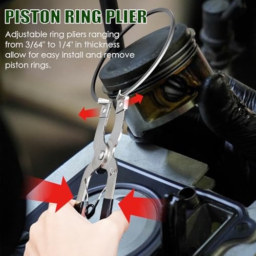 Auto Engine Piston Ring Compressor Tool Set with Piston Installer Pliers and