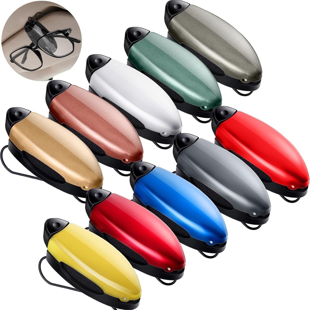 10 Pieces Auto Car Vehicle Sun Visor Clip Holder for Sunglasses Assorted Color