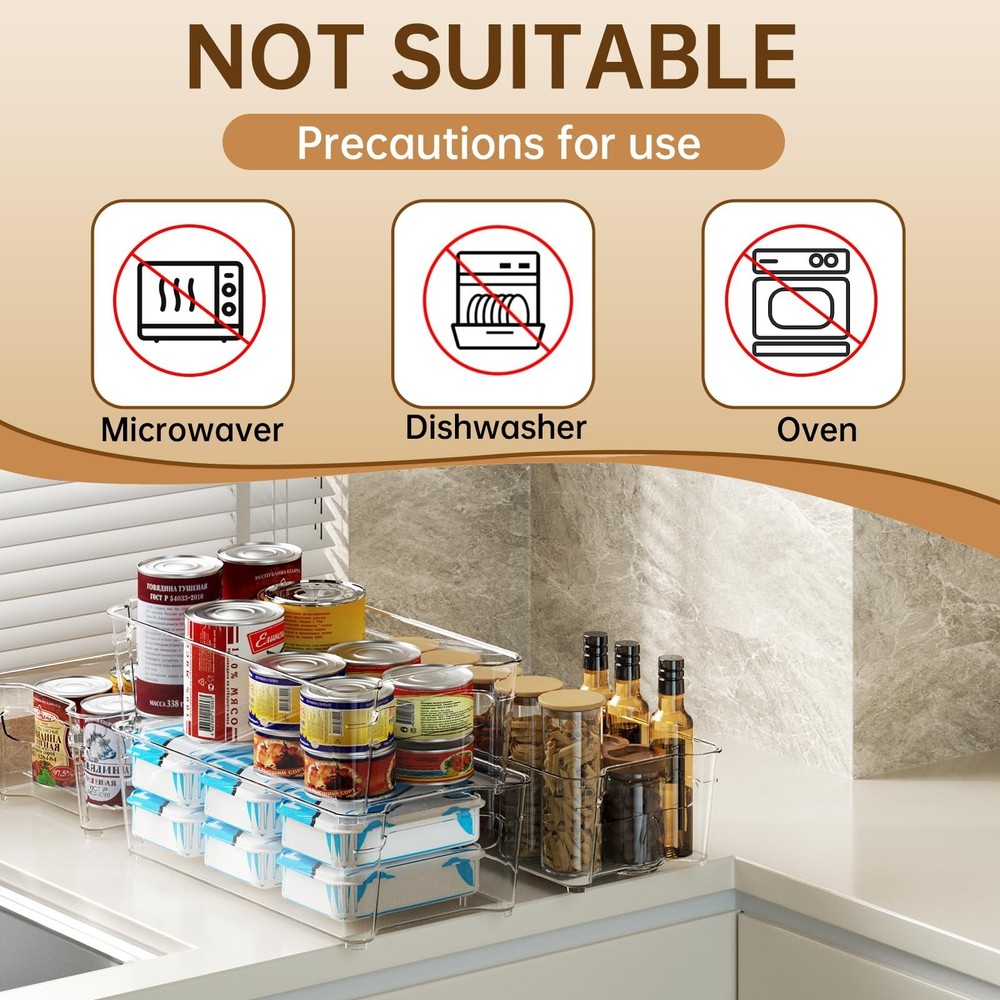 Clear Fridge Organizer, Refrigerator Organizer Bins with Handle, Fr... Fast Ship