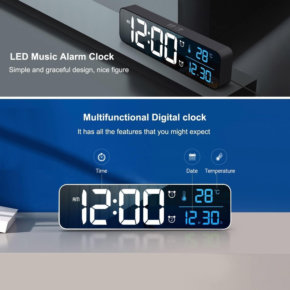 Corded Electric Digital Clock - Stylish Home Decor with Multi Display Features