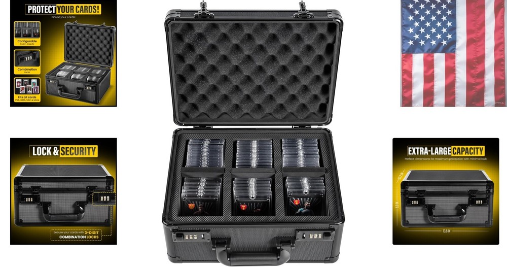 Graded Card Storage Box with Combination Lock – Waterproof Slab Carrying Case...