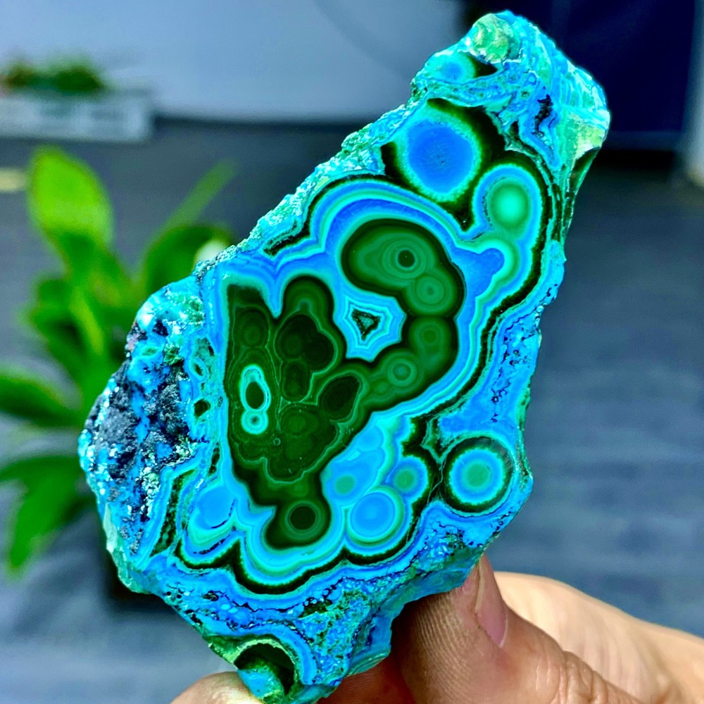 122G Natural Chrysocolla/Malachite transparent cluster rough mineral sample