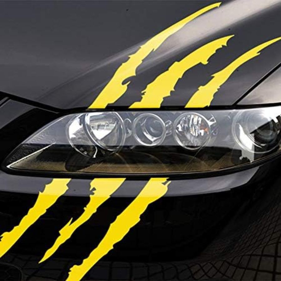 Stickers Reflective Claw Scratch Marks Headlight Bumper Sticker Yellow