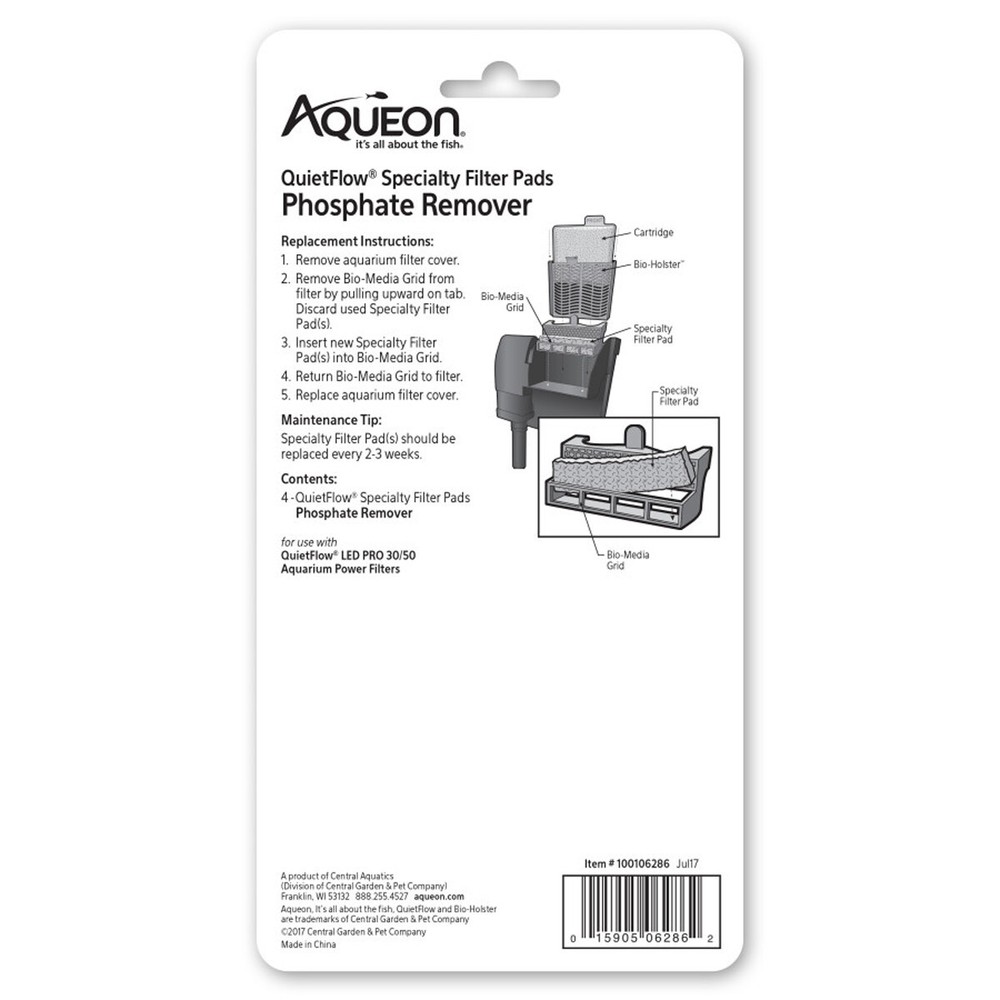 Aqueon QuietFlow Size 30/50 Specialty Filter Pads Phosphate Remover 4 pack