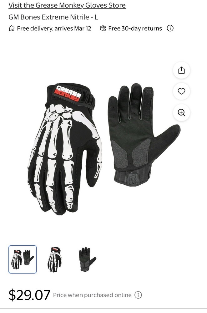 3 - Large Pairs! Grease Monkey Touch Screen Bones Extreme Mechanic Work Gloves