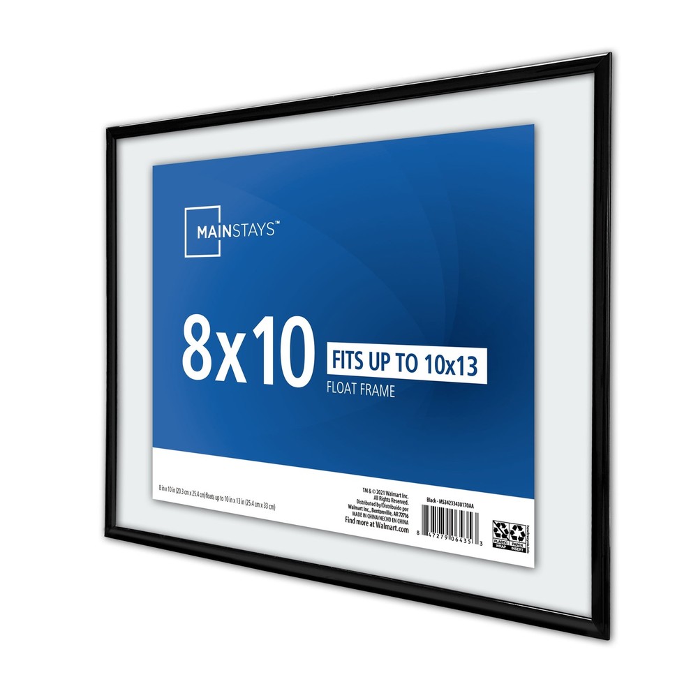 8x10 Picture Frame Black Front Loading Float Frame Wall/Tabletop Photo Frame