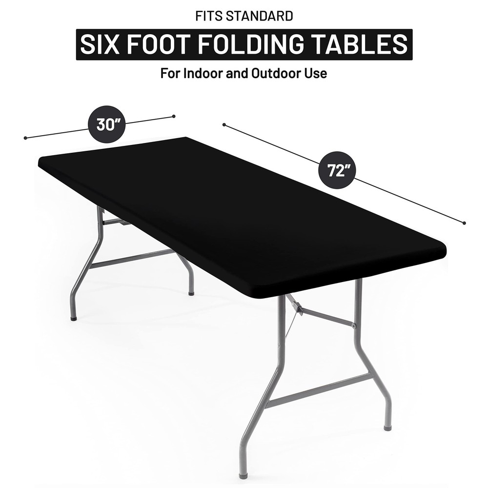 Shamrock Home Polyester 6ft Fitted Tablecloth, Elastic Rectangle Table Cover,...