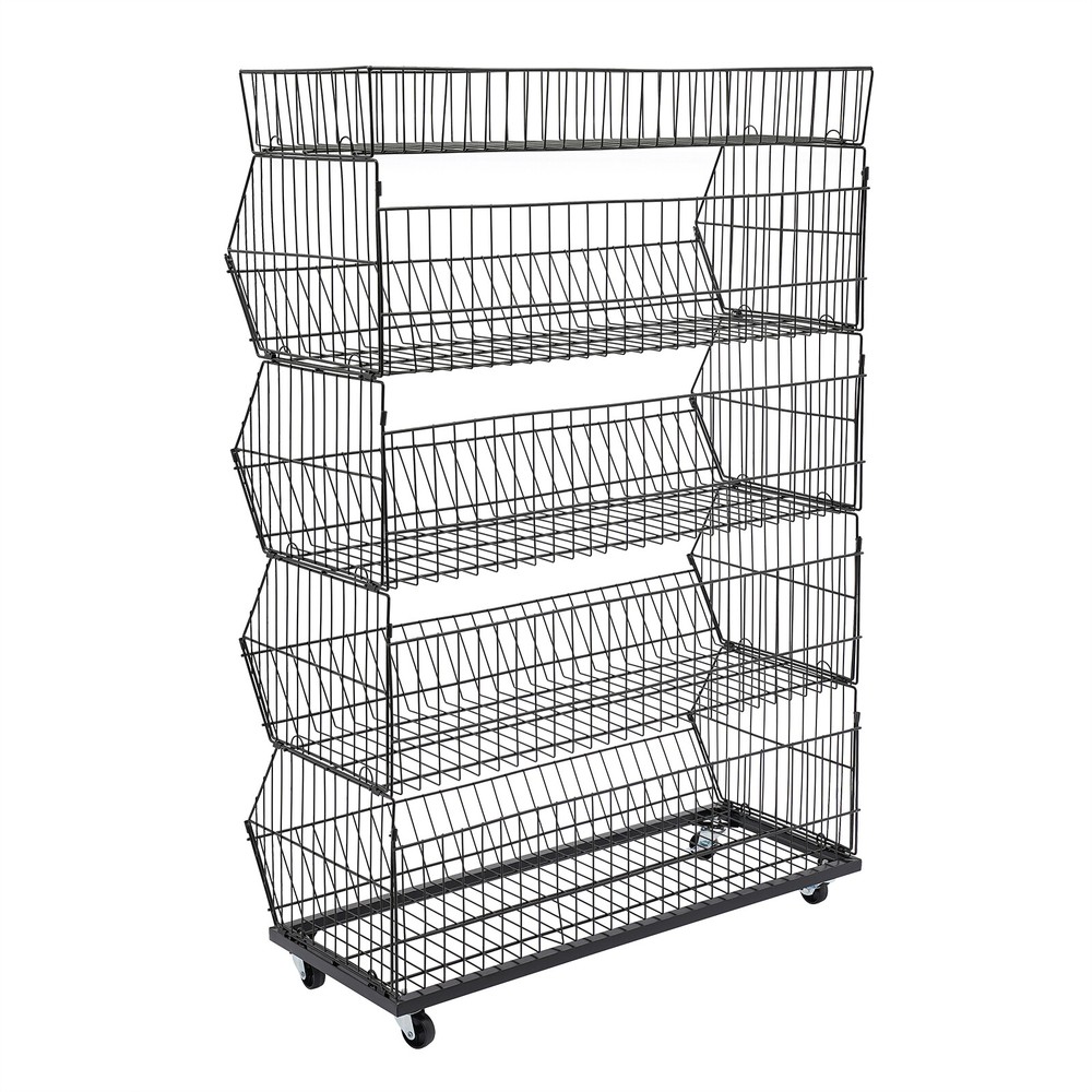 5 Tier Wire Grid Retail Display Shelf Merchandise Display Rack Stand
