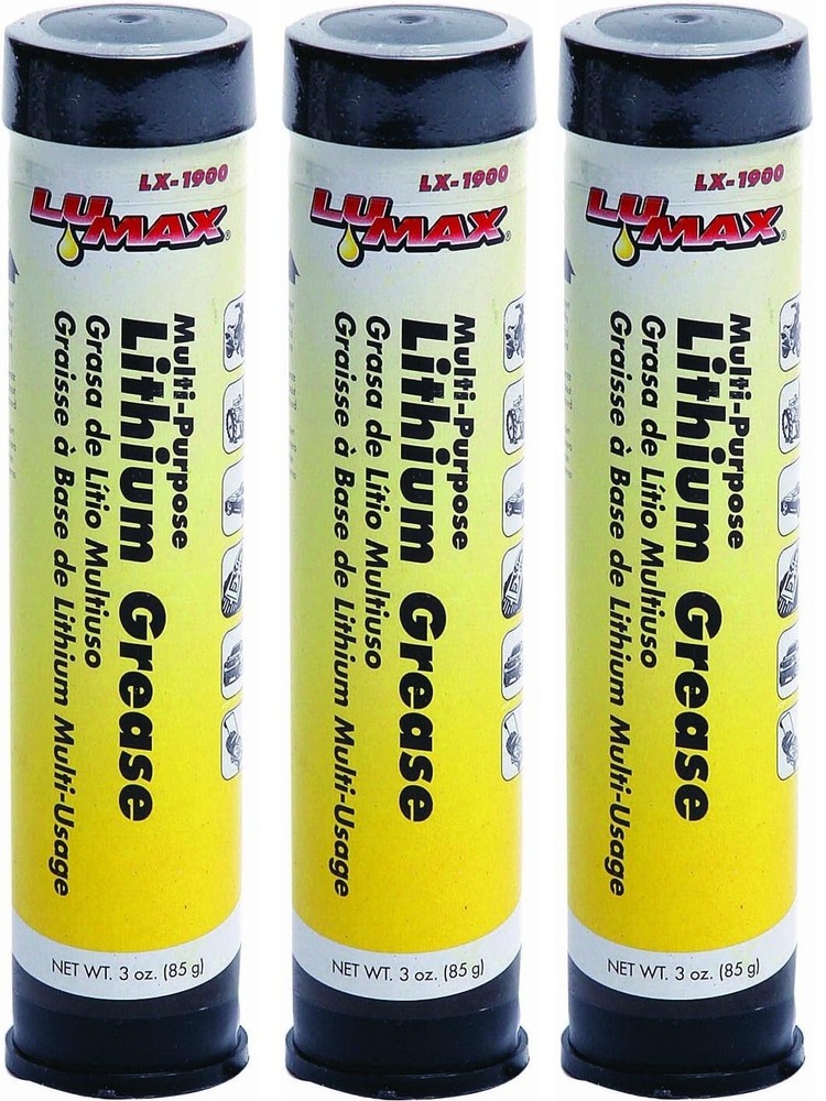 LuMax LX-1901 LX-1900 Multi-Purpose Lithium Grease, 3 oz. , 3 Pack