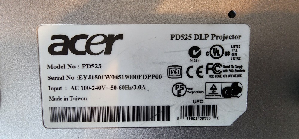 TWO Acer PD523 Projectors (QTY. 2)