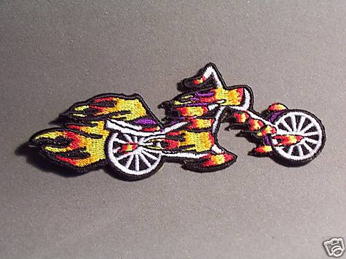 FLAMING CHOPPER BIKER MOTORCYCLE PATCH - PT102
