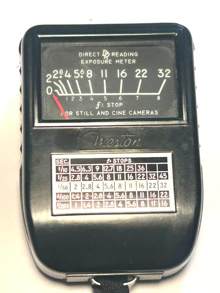 Vintage Weston Model 853 Vintage Light Exposure Meter Case Manual Tether