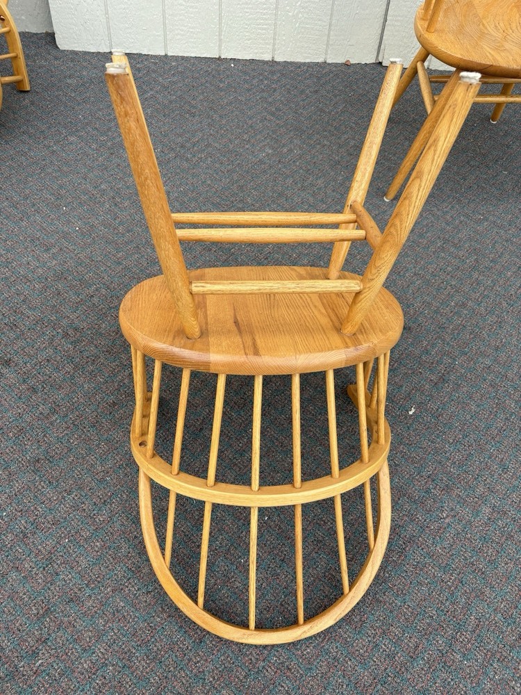 67248 Set 4 Solid Oak Windsor Dining Armchairs Chair s