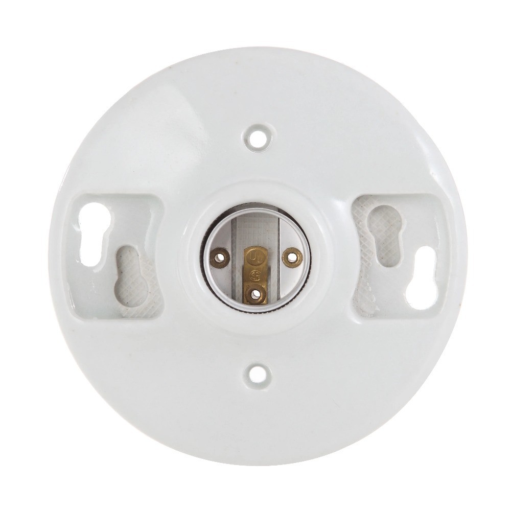 White Porcelain Ceiling Light Bulb Socket Base 2.25 inch Height 1-Pack E26 E27