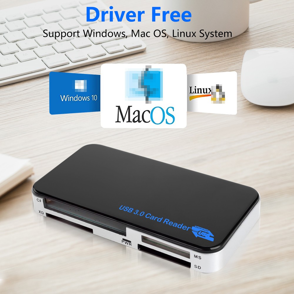 USB 3.0 Memory Card Reader Adapter 5GBPS for CF/ TF/ SD/ Micro SD/ XD/ M2/ MS