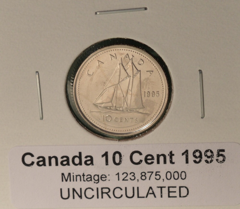 1995 Canada Dime - UNCIRCULATED - from original mint roll - ten cent