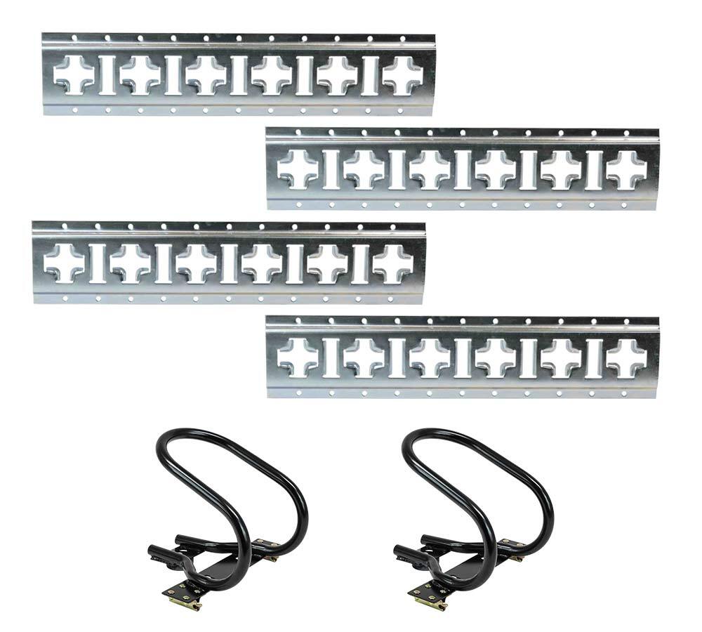 2ft Horizontal & Vertical Cross Style E-Track w/ Motorcycle Wheel Chock for 7...