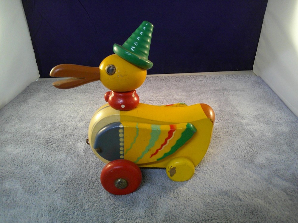Walter Wooden Duck Pull Behind Toy West Germany Rare Vintage no pull string