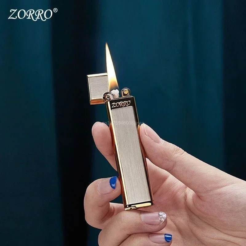 ZORRO Ultra-thin Metal Kerosene Lighter Creative Grinding Wheel Type Lightweight