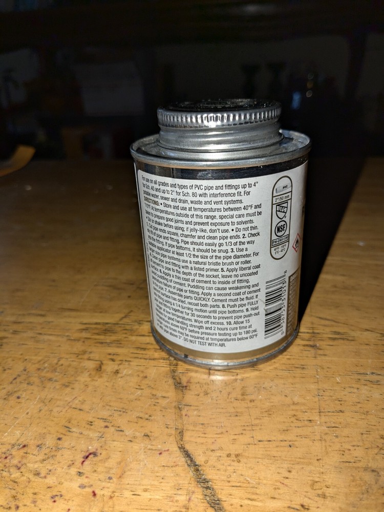 NEW-Oatey 8 Oz Regular Clear PVC Pipe Joint & Fitting Cement, Model 31013