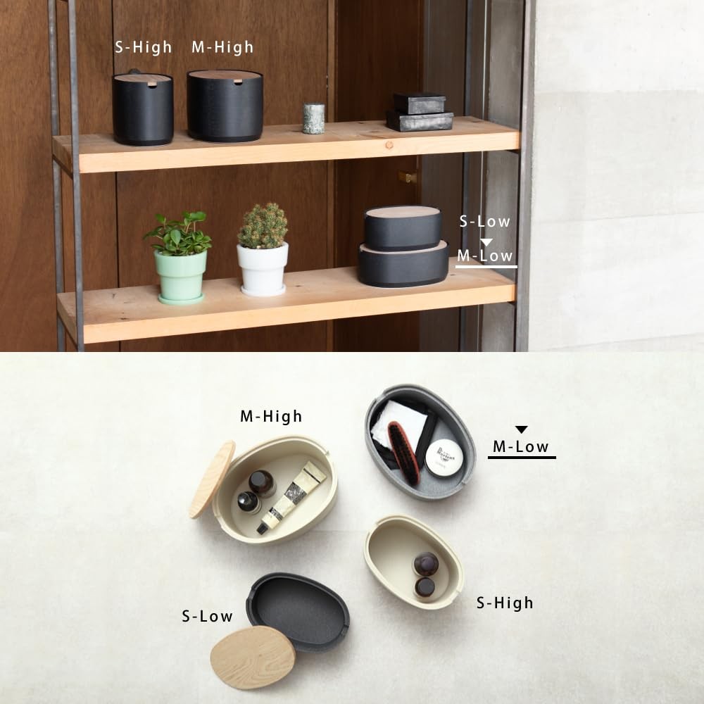 ideaco Oval Box M Low stone sand black