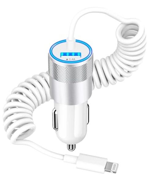[Apple MFi Certified] iPhone 4.8A 6FT Lightning Coiled Titanium Alloy White