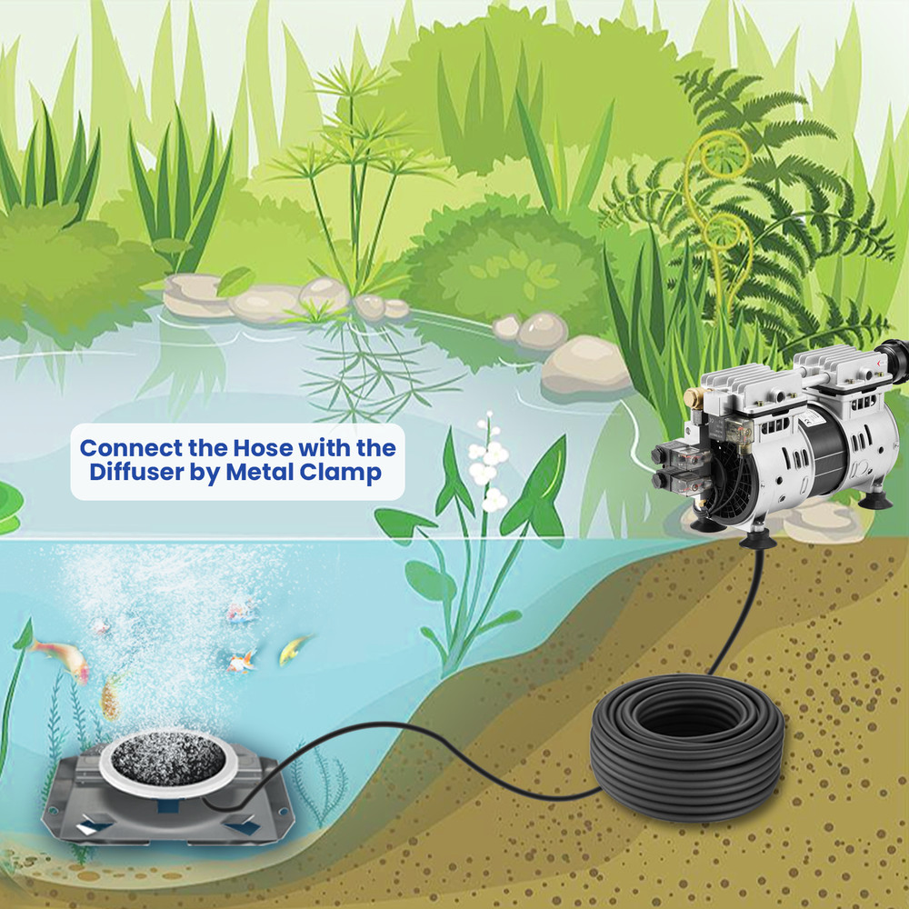 5.2 CFM Pond Aerator Pump Compressor Bubbler Timer Switch Lake Aerator System US