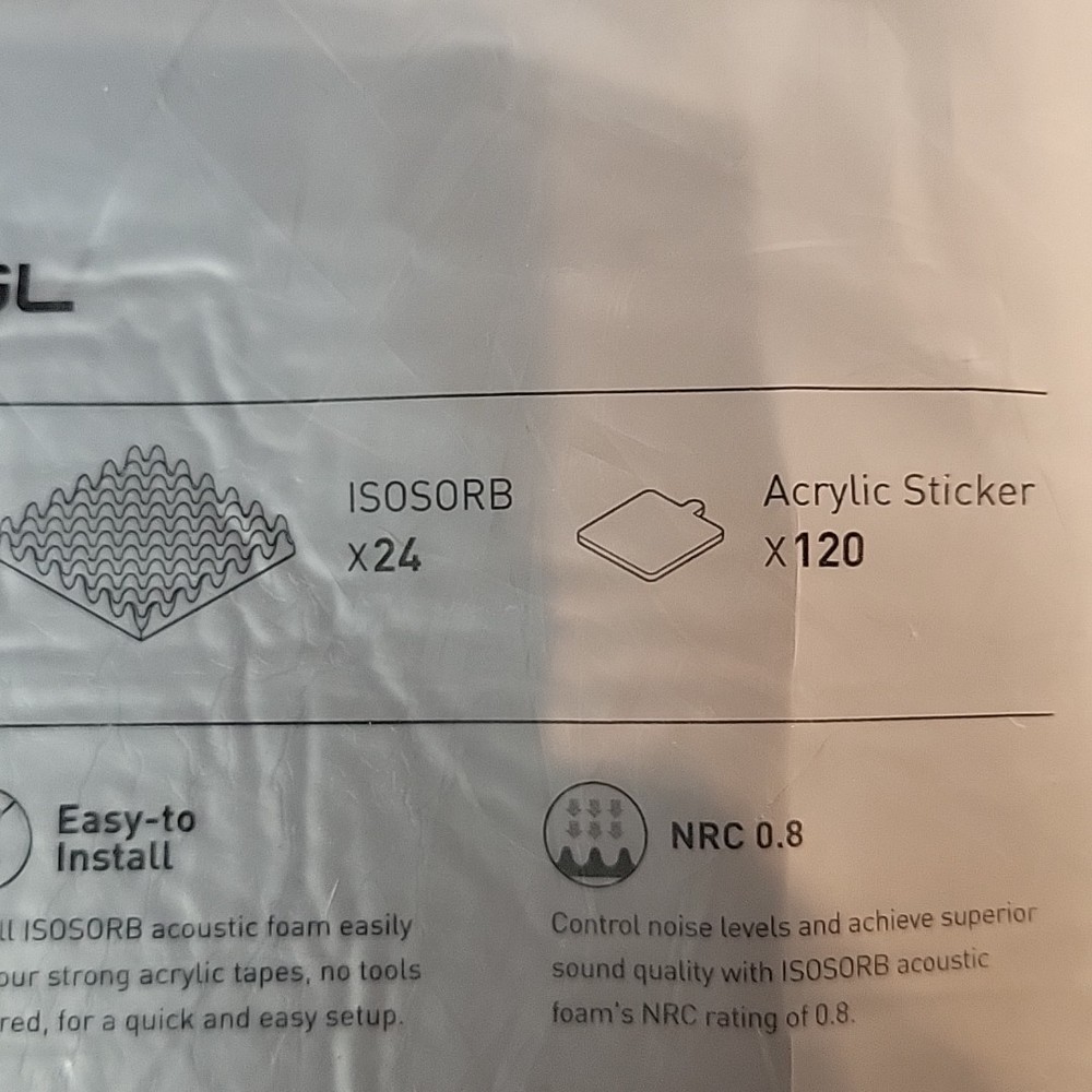 Isosorb Acoustic Panel Studio Sound Blocking 24 Pack 12"X12"X2" (10 available)